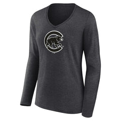 Chicago Cubs Women's Monochrome Long Sleeve V-Neck T-Shirt Online
