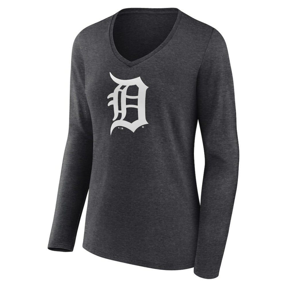 Detroit Tigers Women's Monochrome Long Sleeve V-Neck T-Shirt Sale