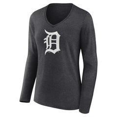 Detroit Tigers Women's Monochrome Long Sleeve V-Neck T-Shirt Sale