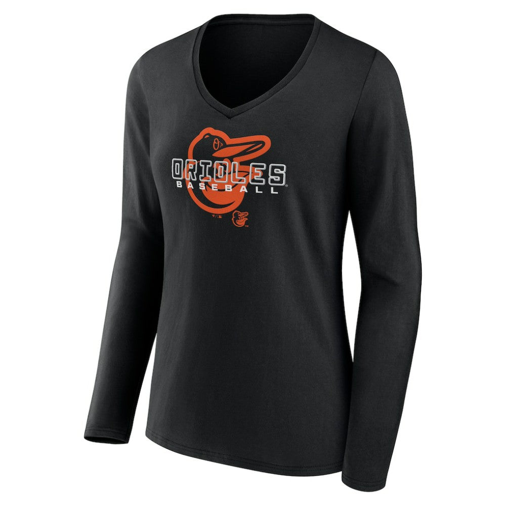 Baltimore Orioles Women's Stellar Long Sleeve V-Neck T-Shirt Sale