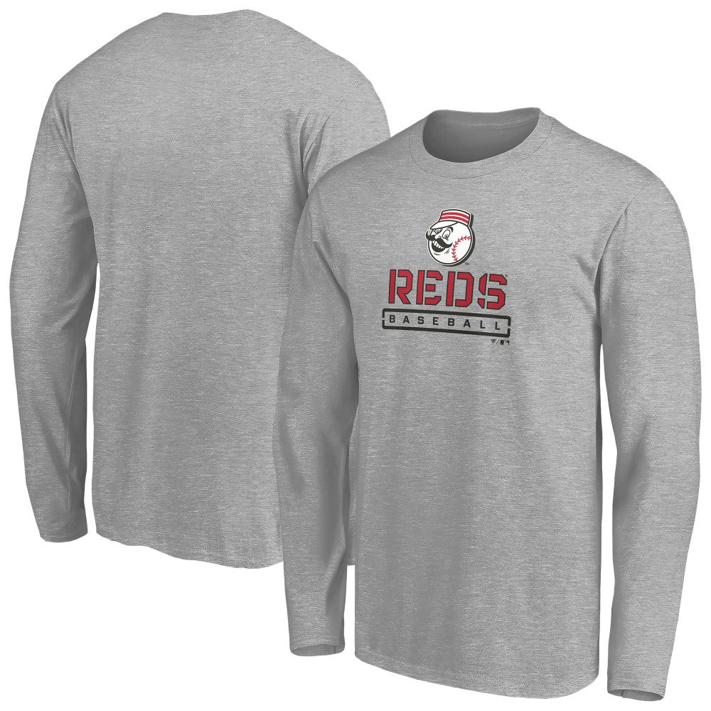 Cincinnati Reds Evanston Stencil Long Sleeve T-Shirt Clearance