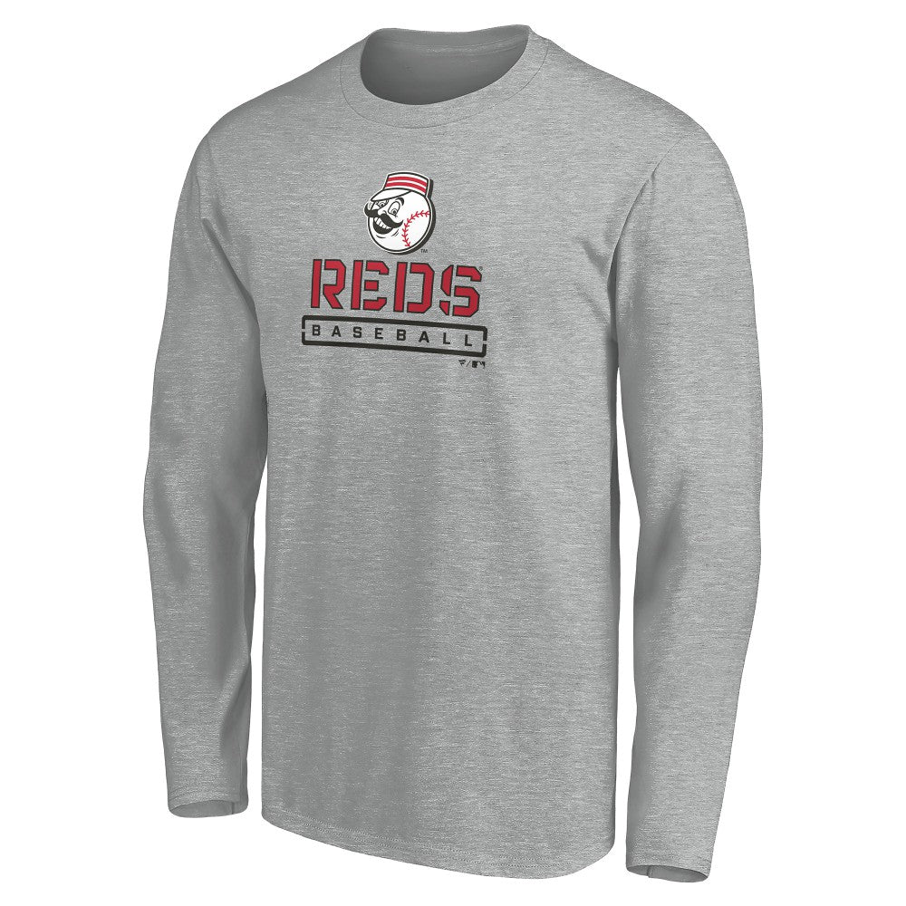 Cincinnati Reds Evanston Stencil Long Sleeve T-Shirt Clearance