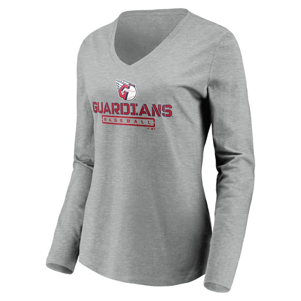 Cleveland Guardians Women's Evanston Stencil Long Sleeve V-Neck T-Shirt discount