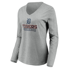 Detroit Tigers Women's Evanston Stencil Long Sleeve V-Neck T-Shirt Online