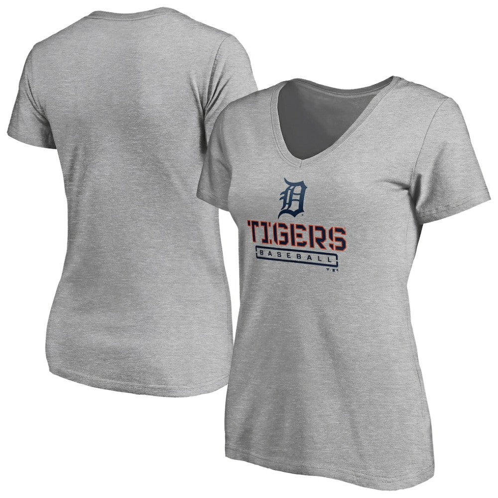 Detroit Tigers Women's Evanston Stencil V-Neck T-Shirt Lifestyle