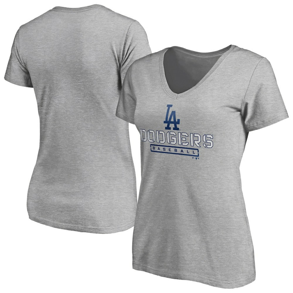 Los Angeles Dodgers Women's Evanston Stencil V-Neck T-Shirt On Sale