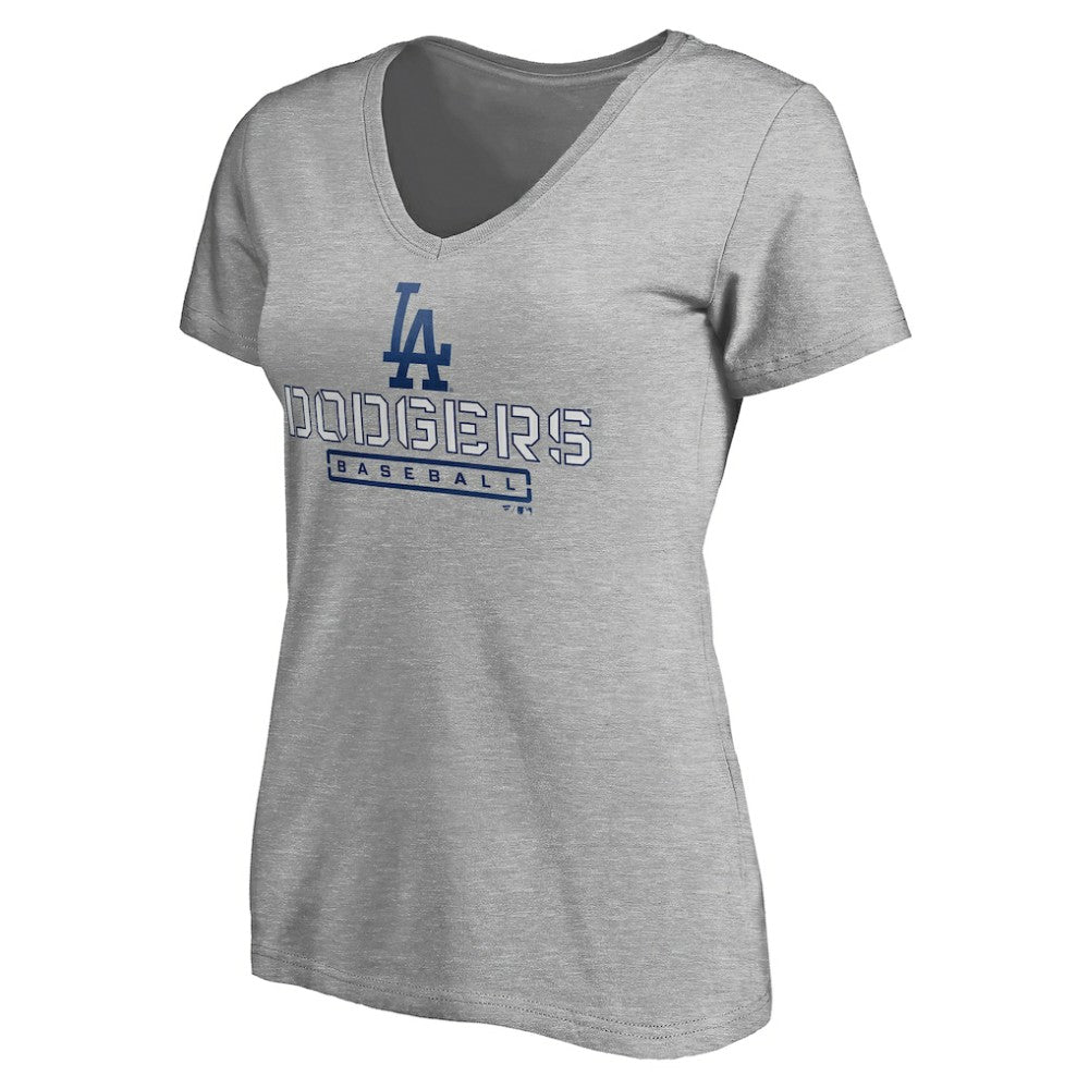 Los Angeles Dodgers Women's Evanston Stencil V-Neck T-Shirt On Sale