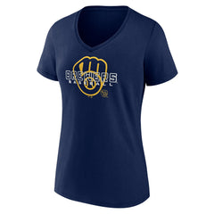 Milwaukee Brewers Women's Stellar V-Neck T-Shirt Clearance