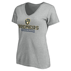 Milwaukee Brewers Women's Evanston Stencil V-Neck T-Shirt Clearance