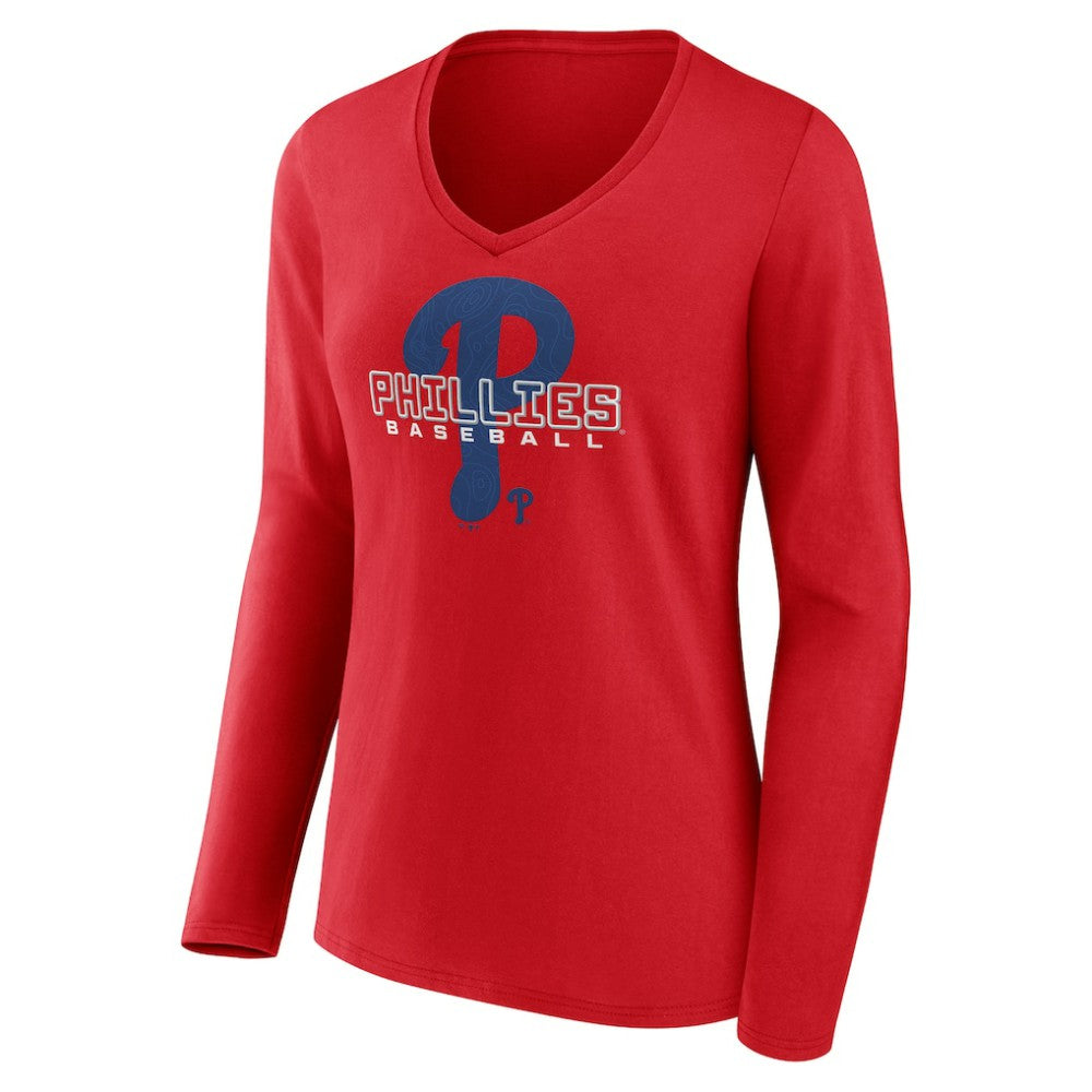 Philadelphia Phillies Women's Stellar Long Sleeve V-Neck T-Shirt Lifestyle