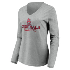 St. Louis Cardinals Women's Evanston Stencil Long Sleeve V-Neck T-Shirt Lifestyle