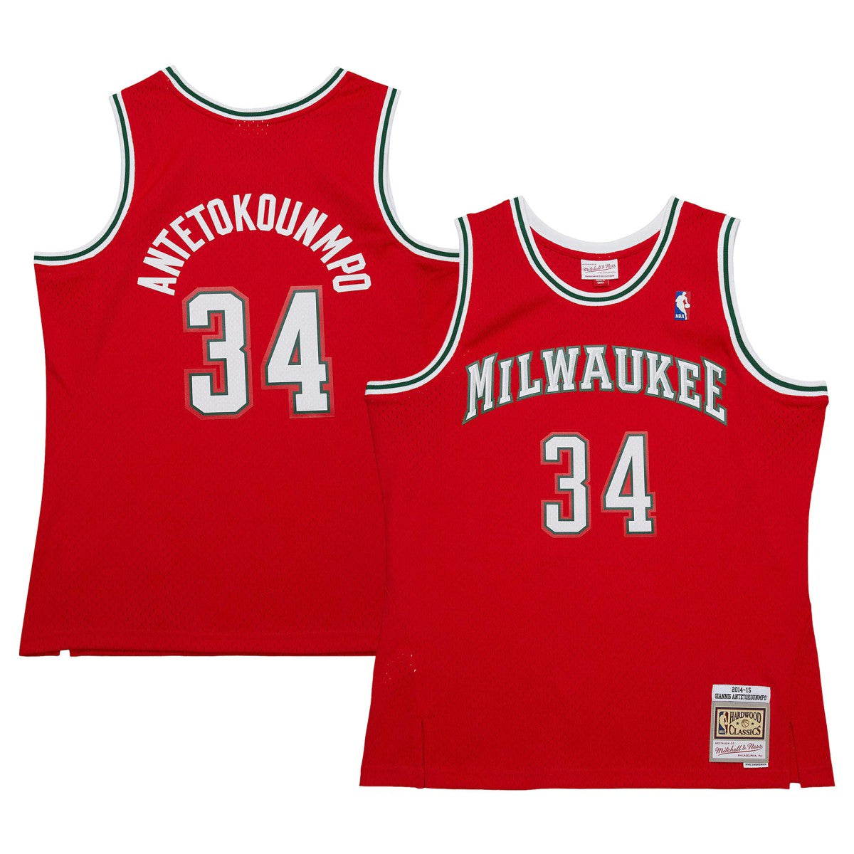 Mitchell & Ness - Giannis Antetokounmpo Milwaukee Bucks 2014/15 Hardwood Classics Swingman Jersey - Red