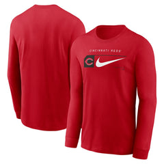 Cincinnati Reds Nike Local Logo Swoosh Lockup Long Sleeve T-Shirt Clearance