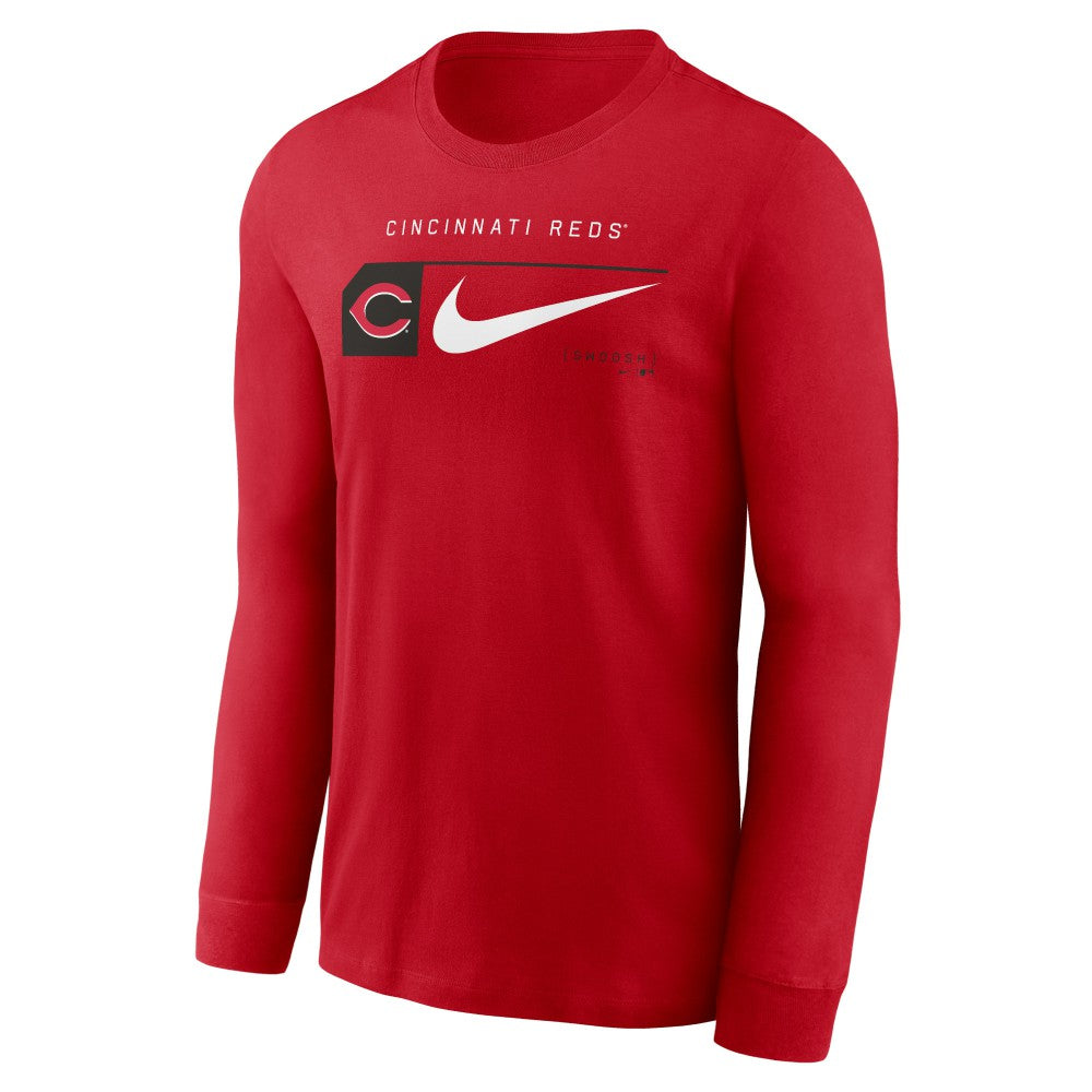 Cincinnati Reds Nike Local Logo Swoosh Lockup Long Sleeve T-Shirt Clearance