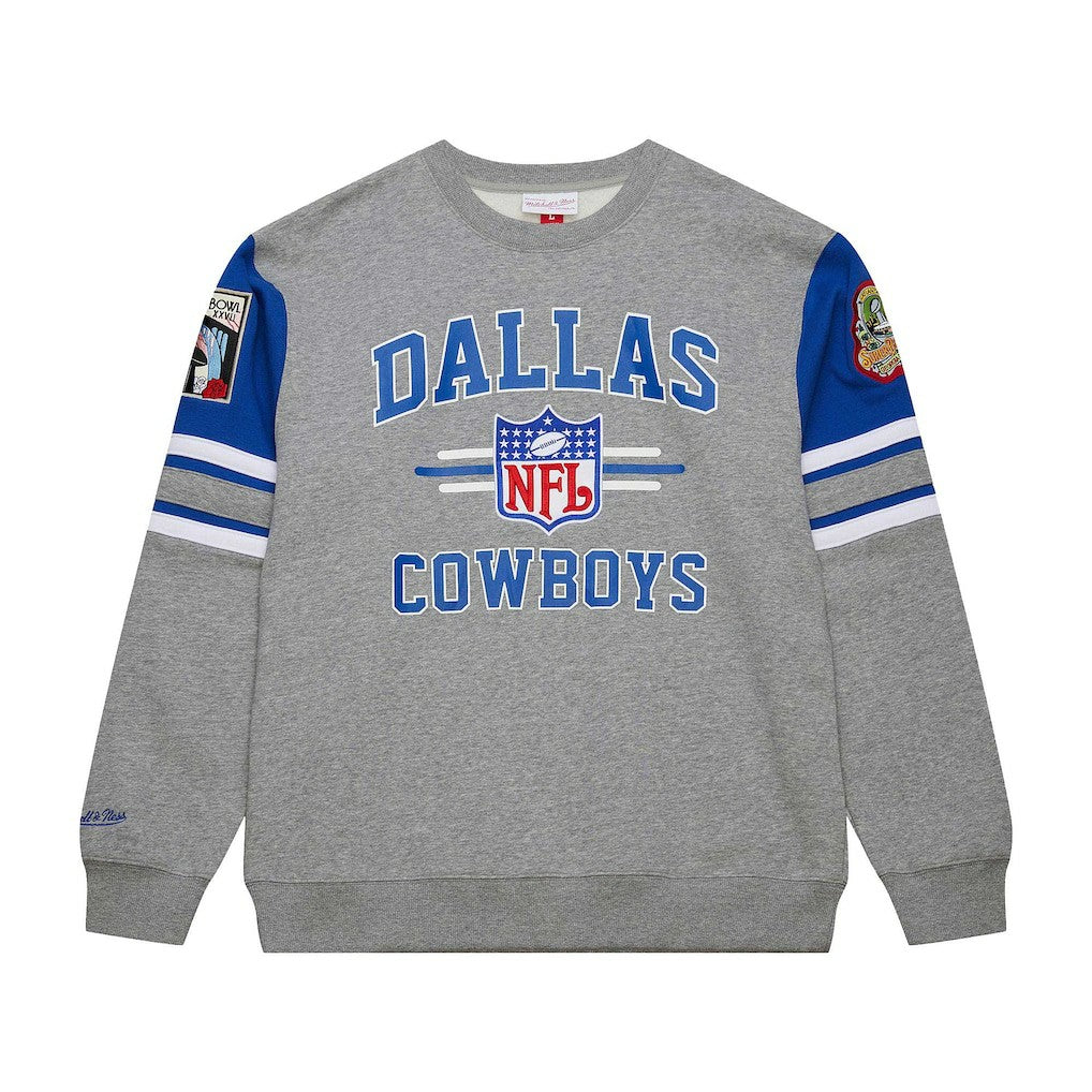 Dallas Cowboys Vintage Logo Pullover Sweatshirt Heather Gray - Mitchell & Ness