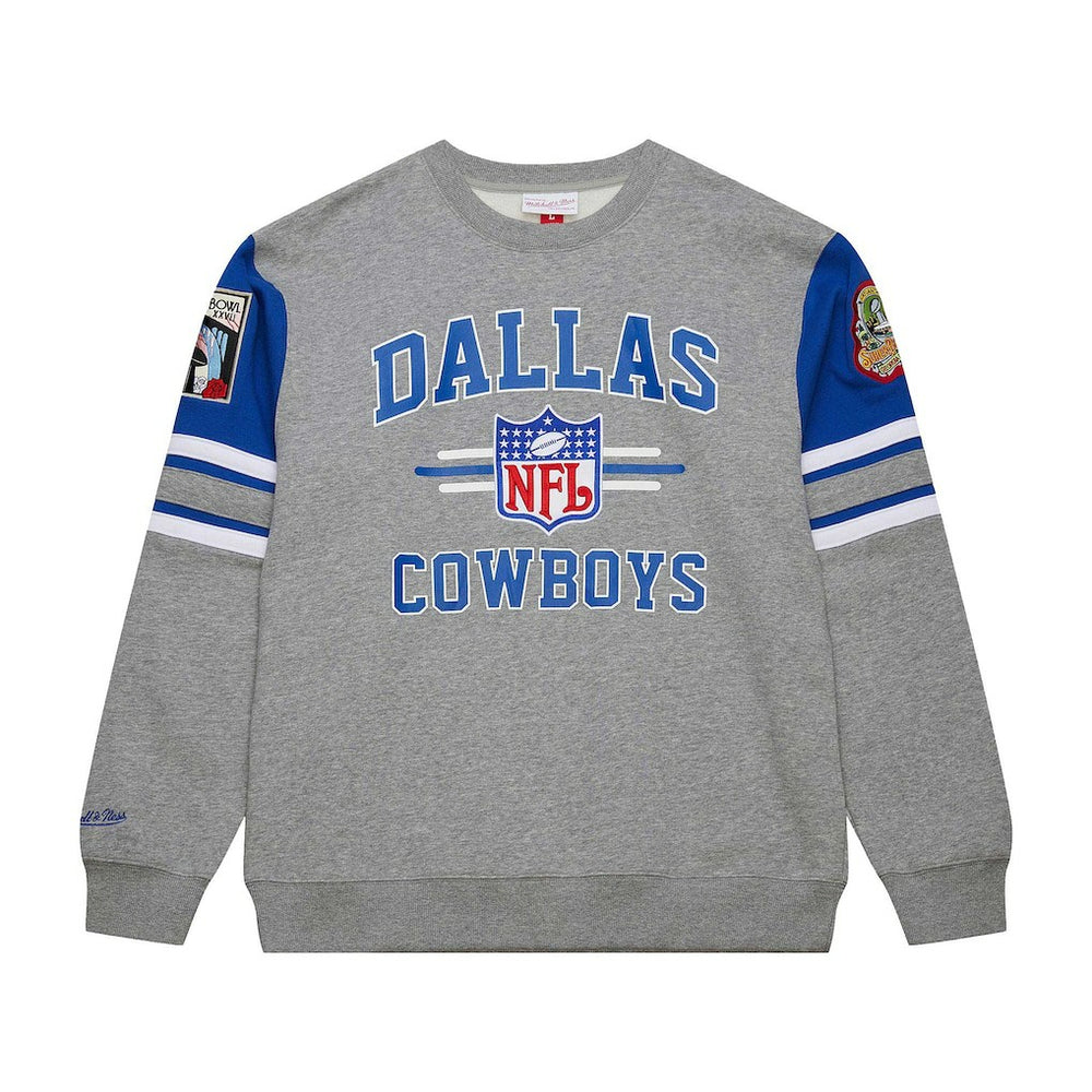 Dallas Cowboys Vintage Logo Pullover Sweatshirt Heather Gray - Mitchell & Ness