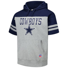 Dallas Cowboys Off Field Vintage Logo Short Sleeve Pullover Hoodie Gray - Mitchell & Ness