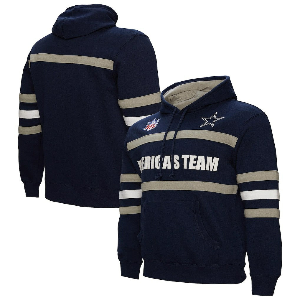 Dallas Cowboys America's Team Head Coach Pullover Hoodie Navy - Mitchell & Ness