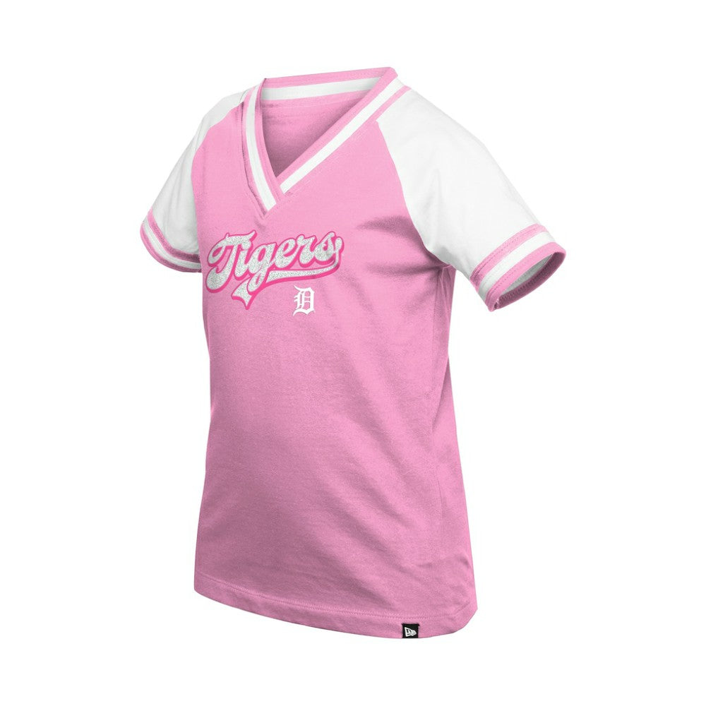 Detroit Tigers New Era Girls Youth Mommy & Me Raglan V-Neck T-Shirt Clearance