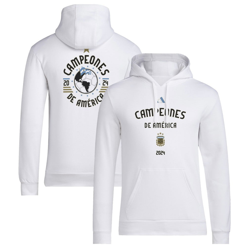 Adidas Argentina National Team 2024 Copa America Champions Pullover Hoodie - White