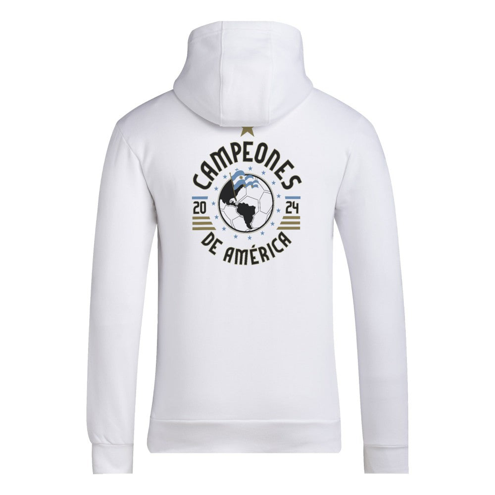 Adidas Argentina National Team 2024 Copa America Champions Pullover Hoodie - White