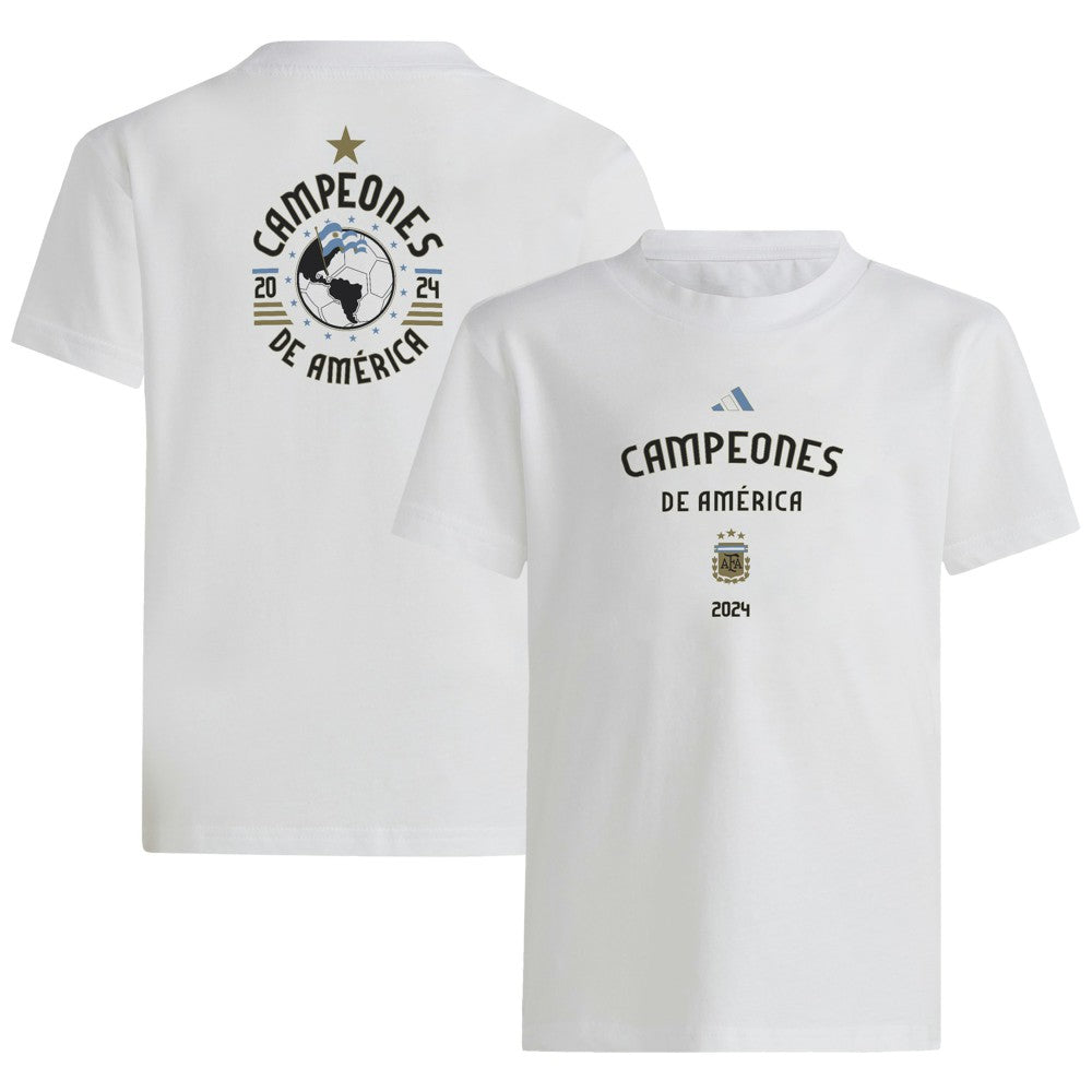 Adidas Argentina National Team Youth 2024 Copa America Champions T-Shirts - White
