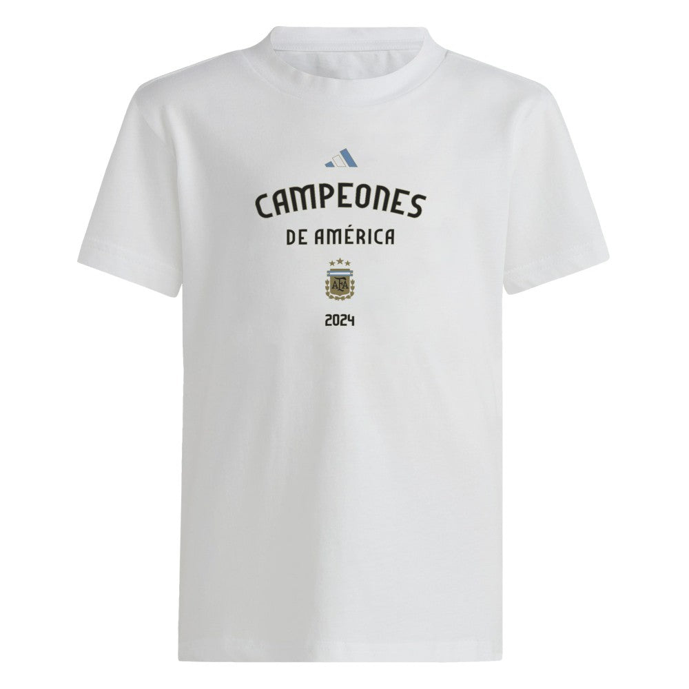 Adidas Argentina National Team Youth 2024 Copa America Champions T-Shirts - White