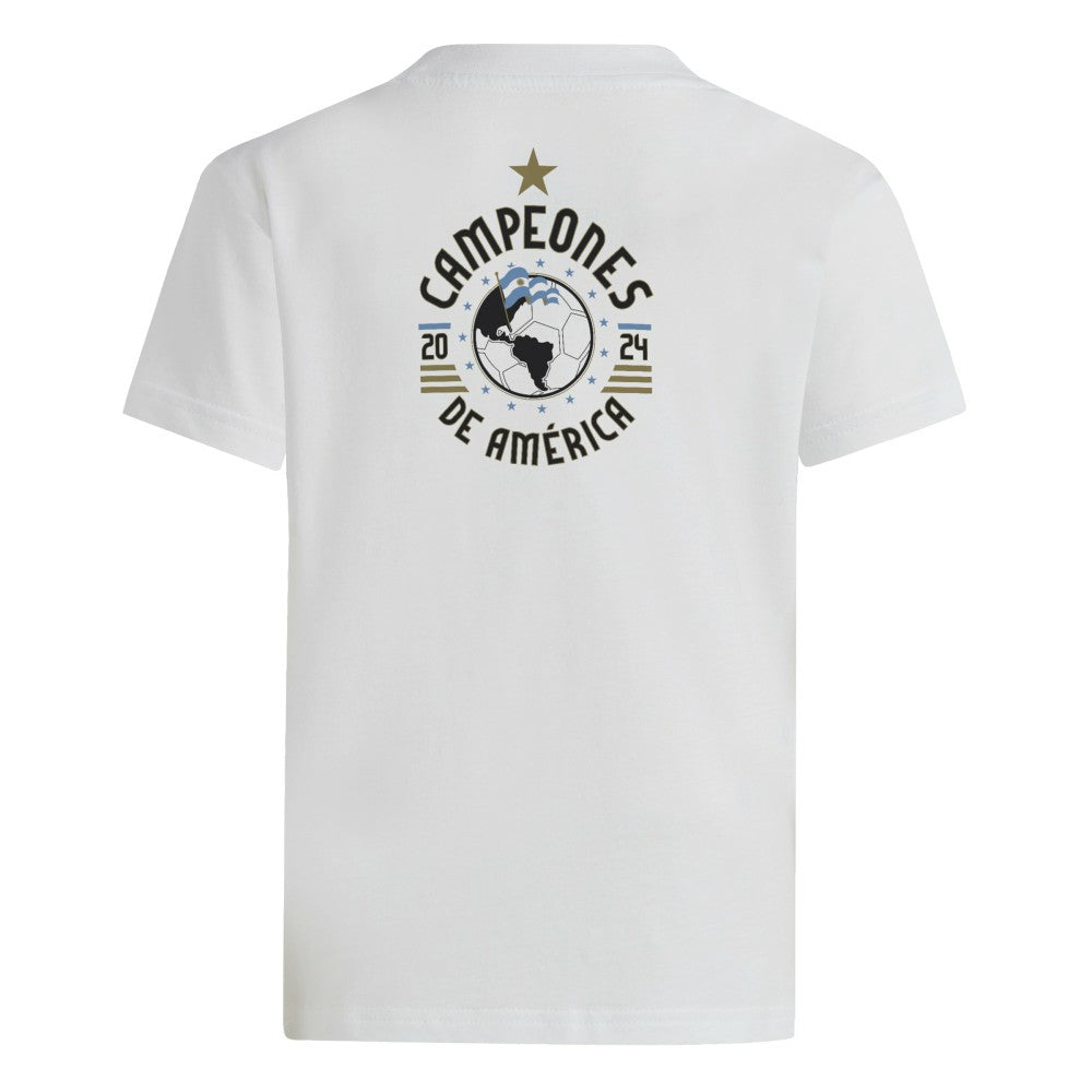 Adidas Argentina National Team Youth 2024 Copa America Champions T-Shirts - White
