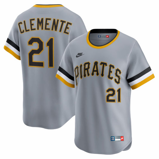 Roberto Clemente Pittsburgh Pirates Nike Throwback Cooperstown Collection Limited Jersey - Gray | MLB Jerseys