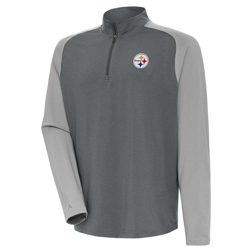 Pittsburgh Steelers Antigua Dauntless Quarter-Zip Top Heather Charcoal/Gray - NFL