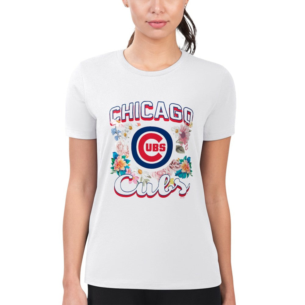 Chicago Cubs G-III 4Her by Carl Banks Women's Super-Slim Fit Lightweight Flowers Graphic T-Shirt for sale