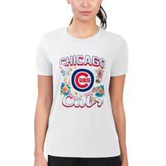 Chicago Cubs G-III 4Her by Carl Banks Women's Super-Slim Fit Lightweight Flowers Graphic T-Shirt for sale