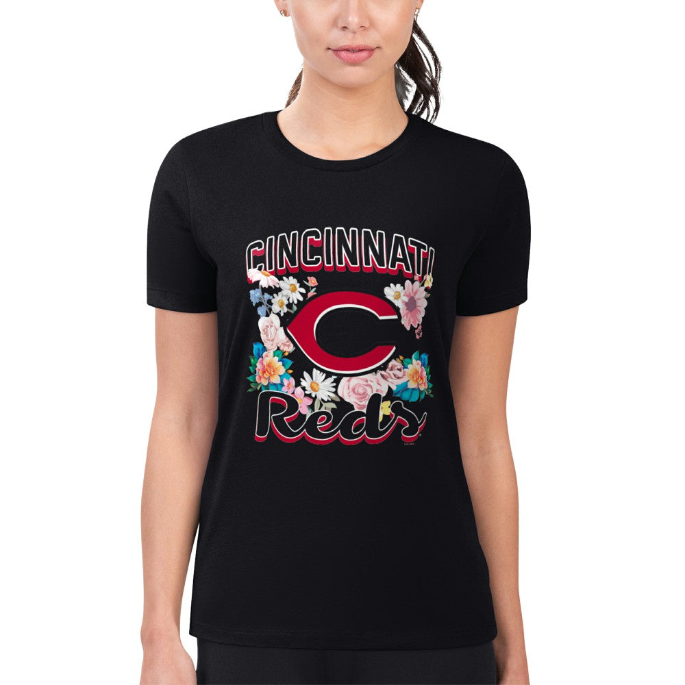 Cincinnati Reds G-III 4Her by Carl Banks Women's Super-Slim Fit Lightweight Flowers Graphic T-Shirt On Sale