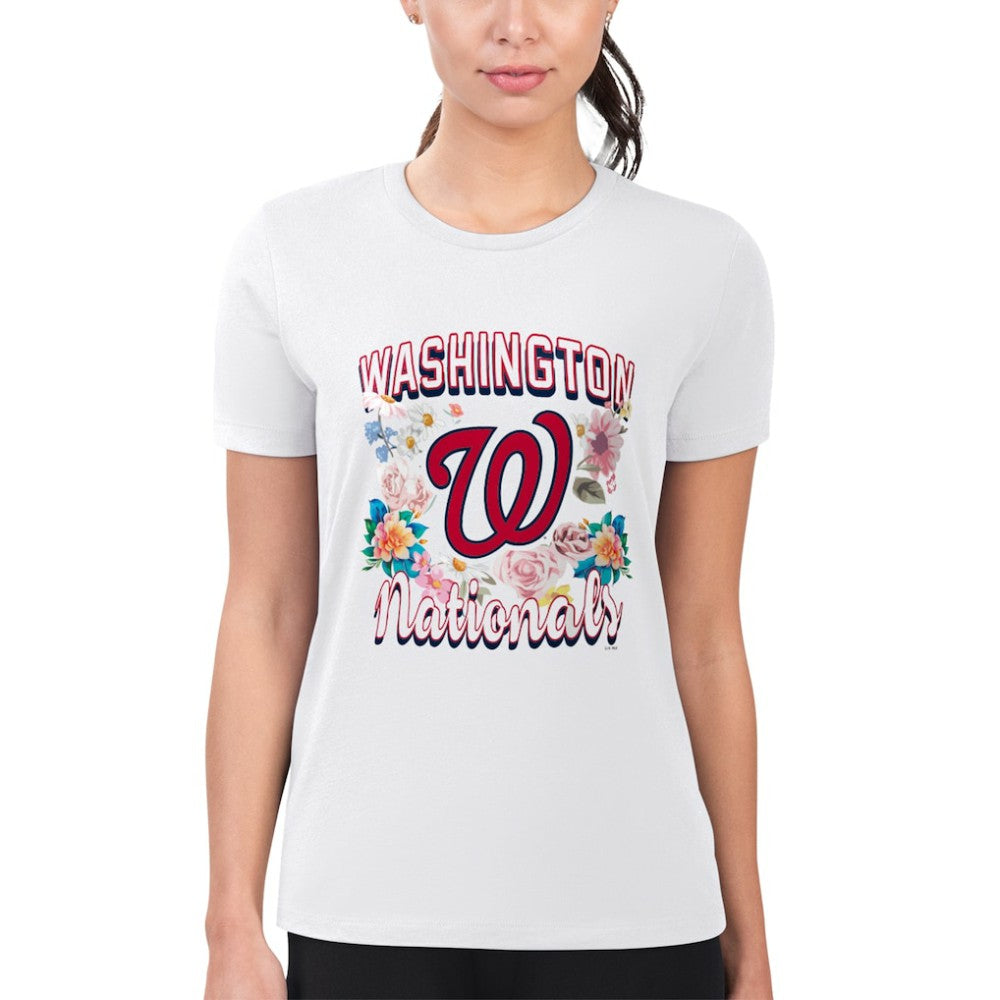 Washington Nationals G-III 4Her by Carl Banks Women's Super-Slim Fit Lightweight Flowers Graphic T-Shirt On Sale