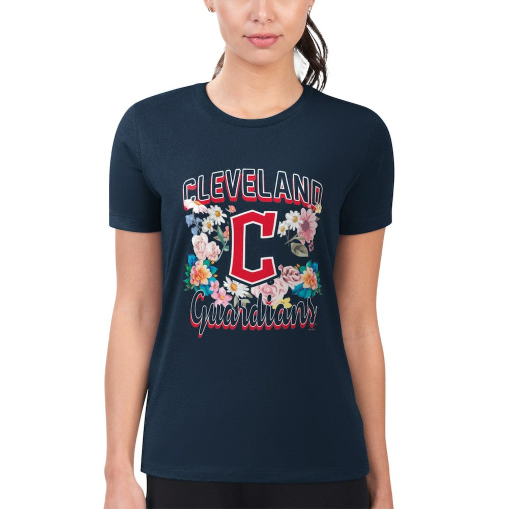 Cleveland Guardians G-III 4Her by Carl Banks Women's Super-Slim Fit Lightweight Flowers Graphic T-Shirt On Sale
