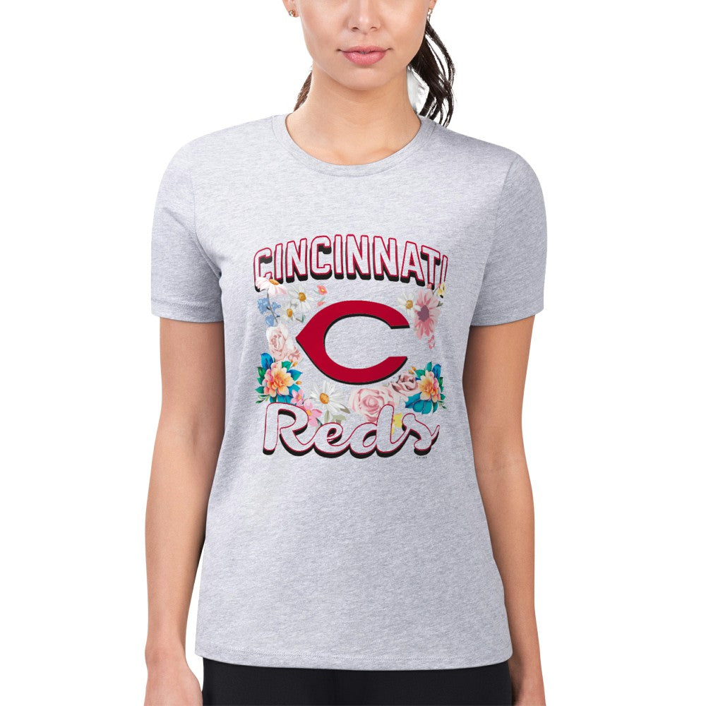 Cincinnati Reds G-III 4Her by Carl Banks Women's Super-Slim Fit Lightweight Flowers Graphic T-Shirt On Sale