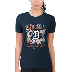 Detroit Tigers G-III 4Her by Carl Banks Women's Super-Slim Fit Lightweight Flowers Graphic T-Shirt Clearance