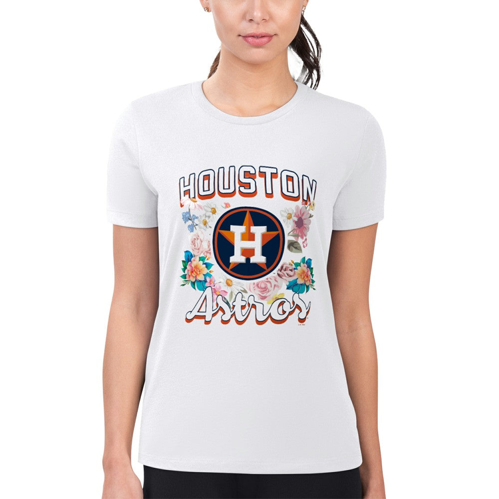 Houston Astros G-III 4Her by Carl Banks Women's Super-Slim Fit Lightweight Flowers Graphic T-Shirt Clearance
