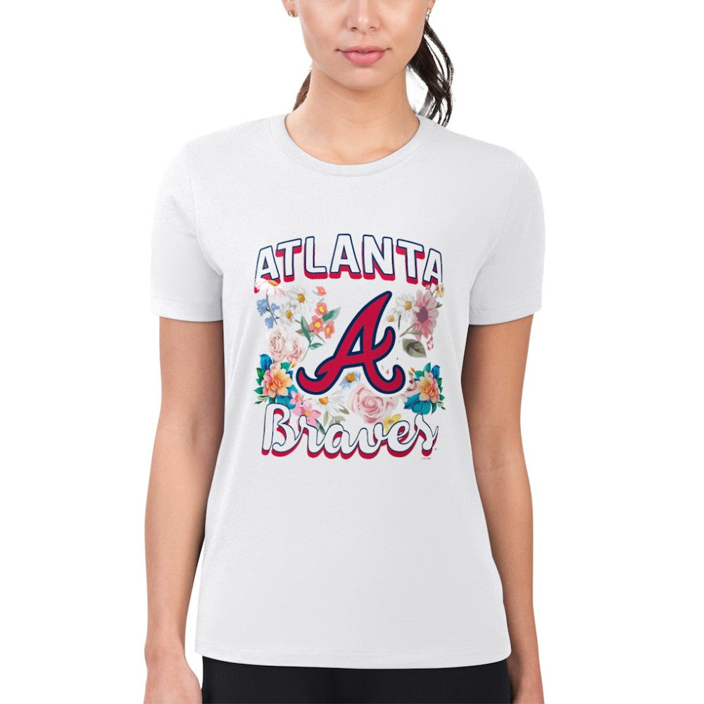 Atlanta Braves G-III 4Her by Carl Banks Women's Super-Slim Fit Lightweight Flowers Graphic T-Shirt Sale