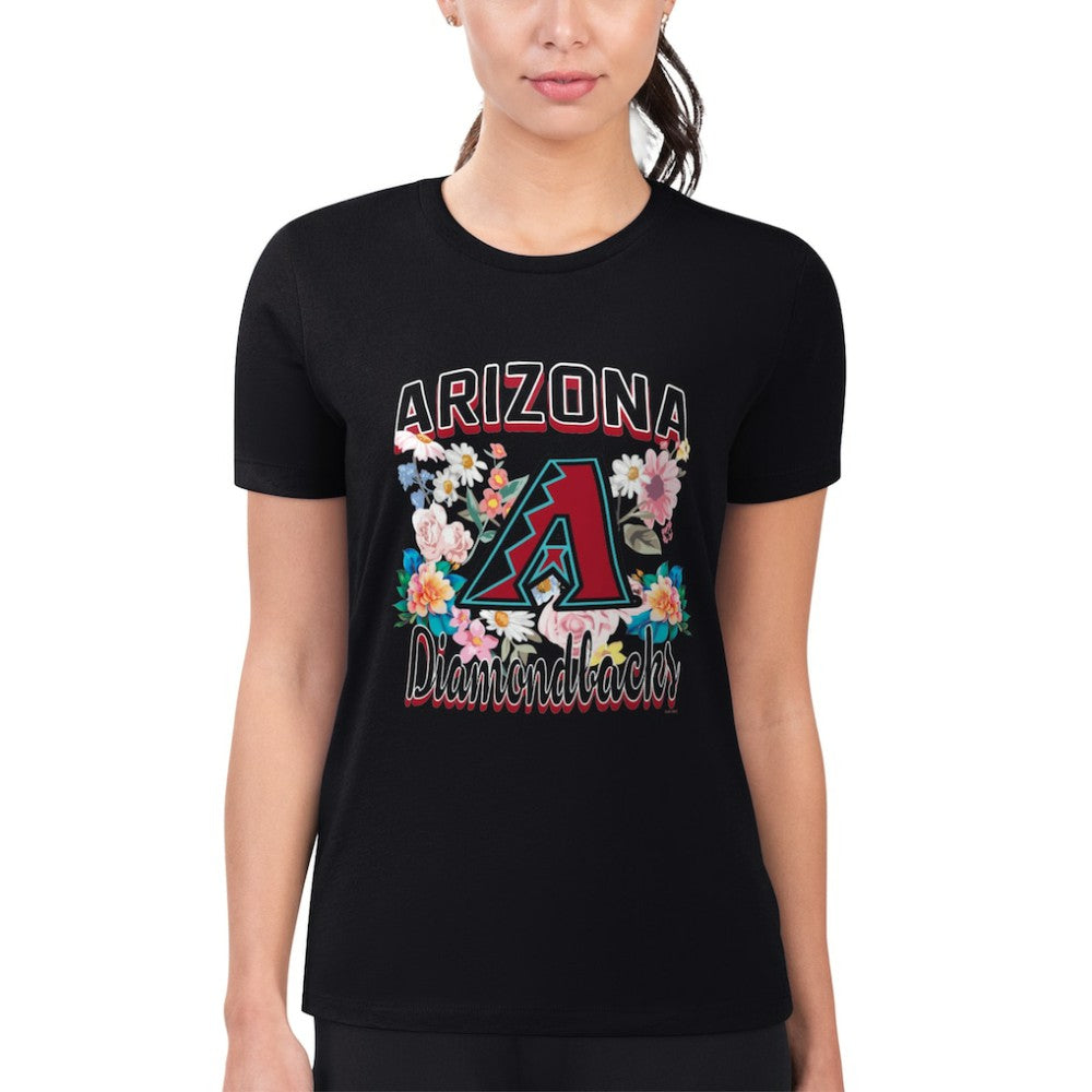 Arizona Diamondbacks G-III 4Her by Carl Banks Women's Super-Slim Fit Lightweight Flowers Graphic T-Shirt On Sale