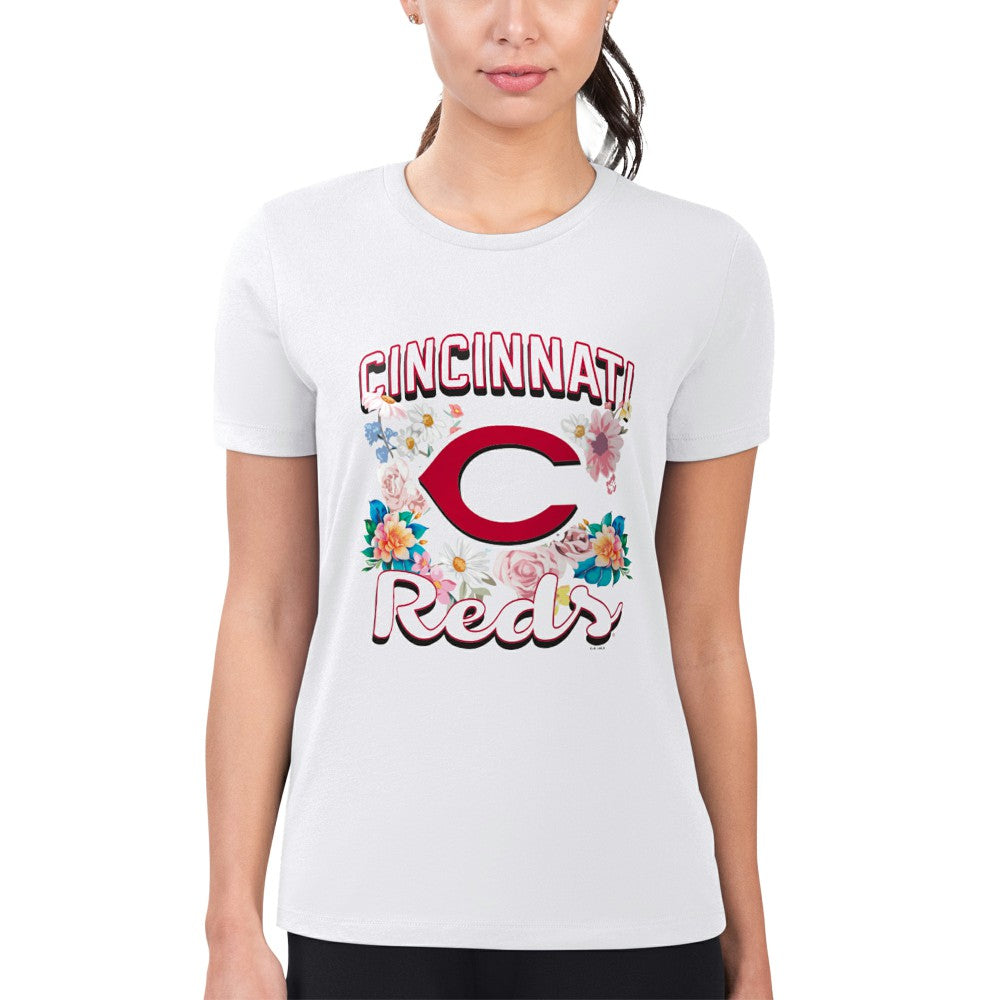 Cincinnati Reds G-III 4Her by Carl Banks Women's Super-Slim Fit Lightweight Flowers Graphic T-Shirt Sale