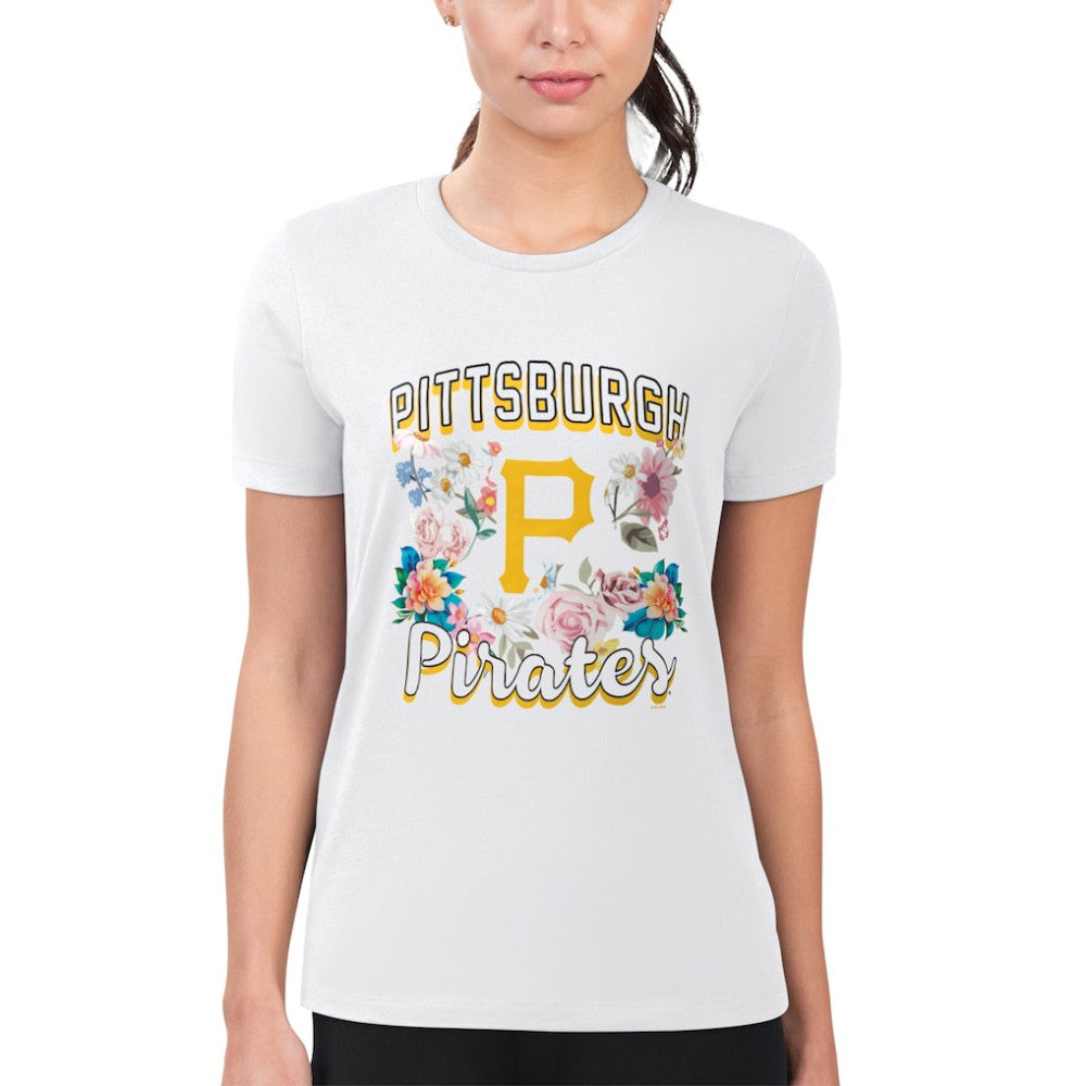 Pittsburgh Pirates G-III 4Her by Carl Banks Women's Super-Slim Fit Lightweight Flowers Graphic T-Shirt On Sale
