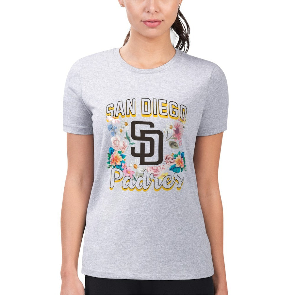 San Diego Padres G-III 4Her by Carl Banks Women's Super-Slim Fit Lightweight Flowers Graphic T-Shirt On Sale