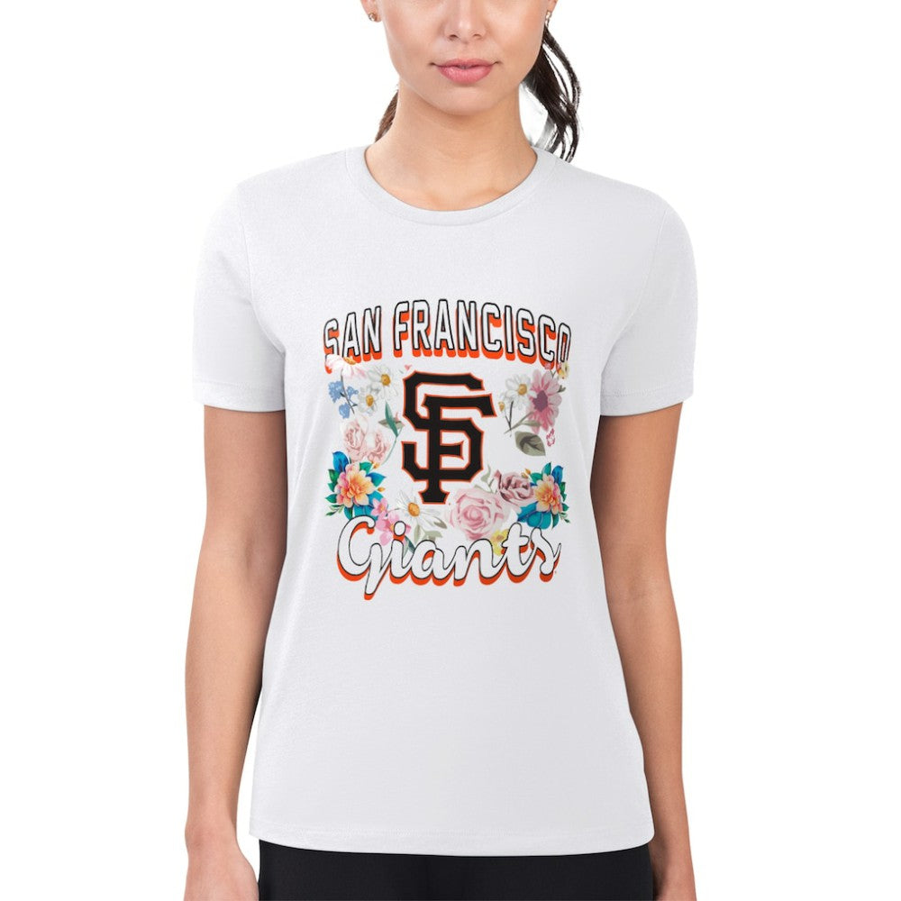 San Francisco Giants G-III 4Her by Carl Banks Women's Super-Slim Fit Lightweight Flowers Graphic T-Shirt Clearance