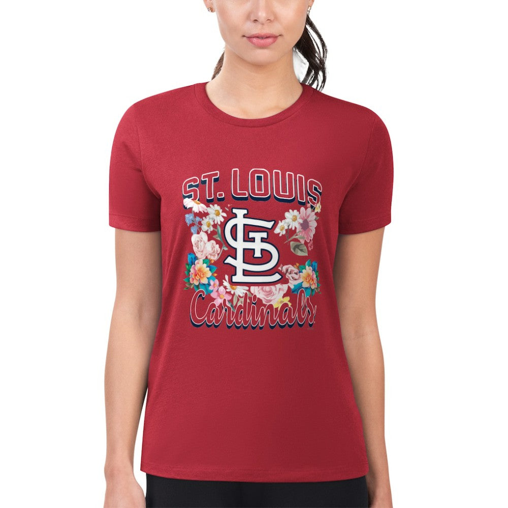 St. Louis Cardinals G-III 4Her by Carl Banks Women's Super-Slim Fit Lightweight Flowers Graphic T-Shirt On Sale