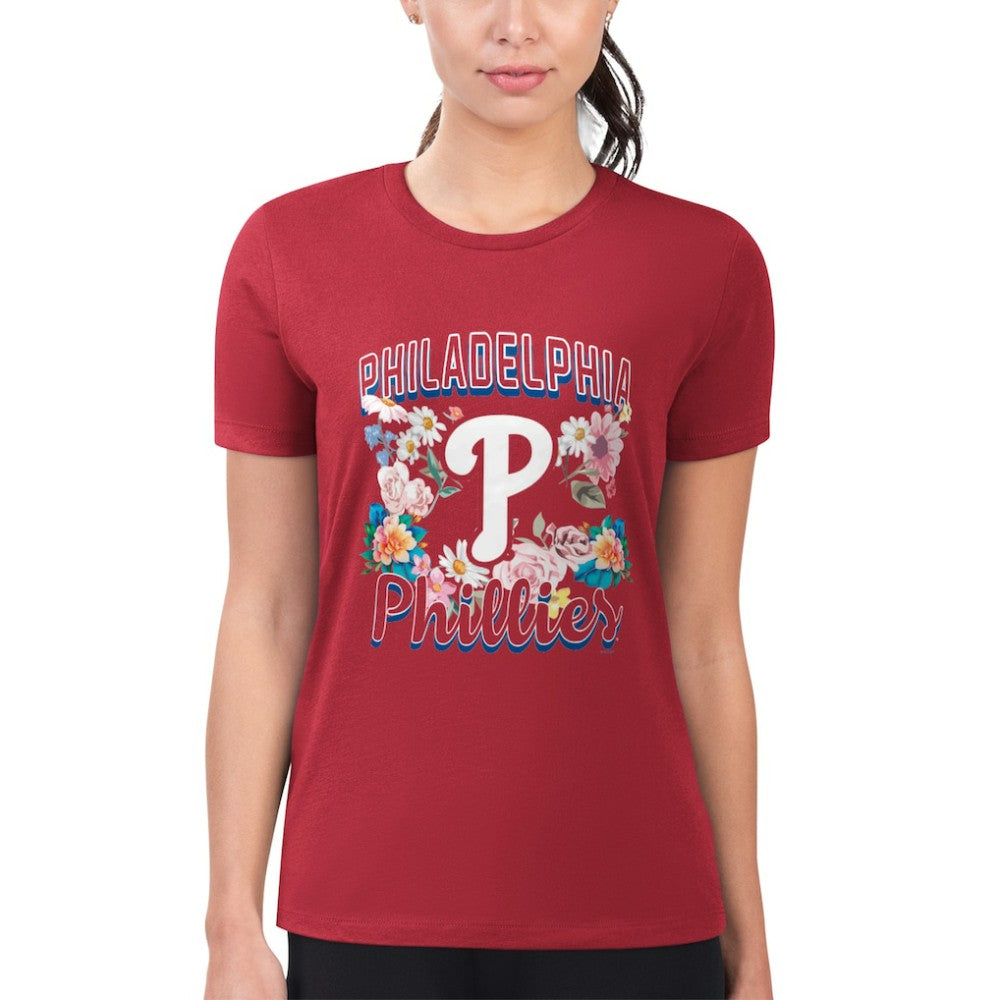 Philadelphia Phillies G-III 4Her by Carl Banks Women's Super-Slim Fit Lightweight Flowers Graphic T-Shirt Lifestyle