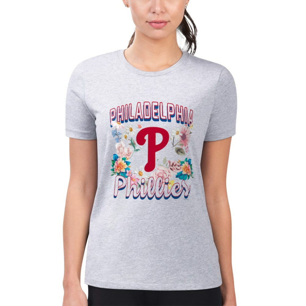 Philadelphia Phillies G-III 4Her by Carl Banks Women's Super-Slim Fit Lightweight Flowers Graphic T-Shirt On Sale