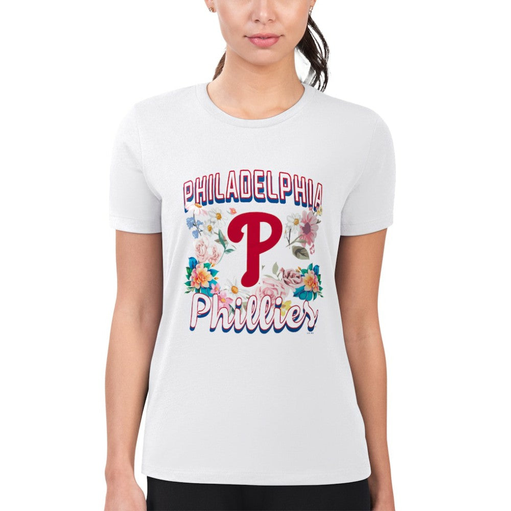 Philadelphia Phillies G-III 4Her by Carl Banks Women's Super-Slim Fit Lightweight Flowers Graphic T-Shirt for sale