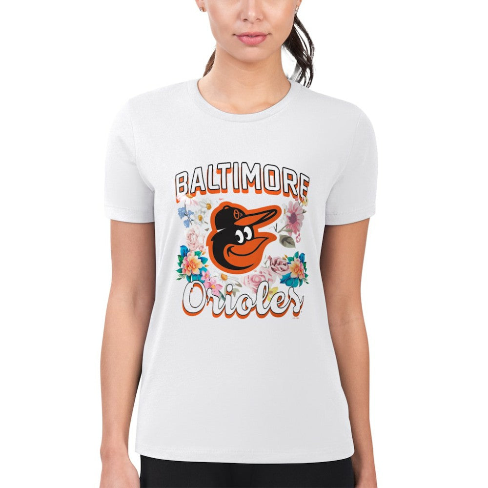 Baltimore Orioles G-III 4Her by Carl Banks Women's Super-Slim Fit Lightweight Flowers Graphic T-Shirt Near Me