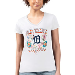 Detroit Tigers G-III 4Her by Carl Banks Women's Super-Slim Fit Lightweight Flowers Graphic V-Neck T-Shirt discount
